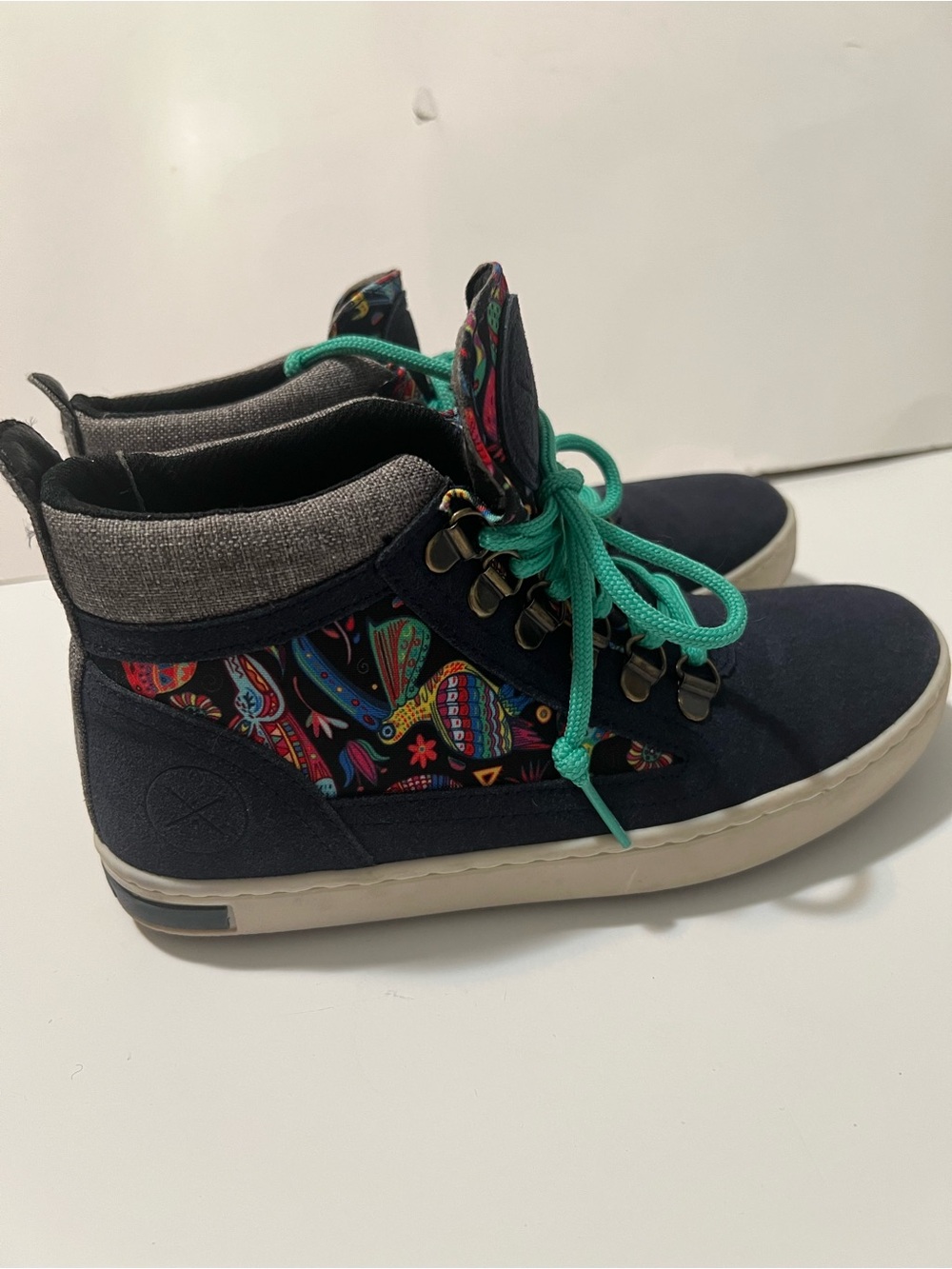 INKKAS Zocalo Vegan Camping Boots Floral Bird Design Boho Skater SZ 7 - Picture 12 of 13